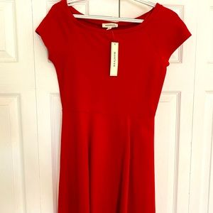 Bright Red sweetheart neckline flare mini dress